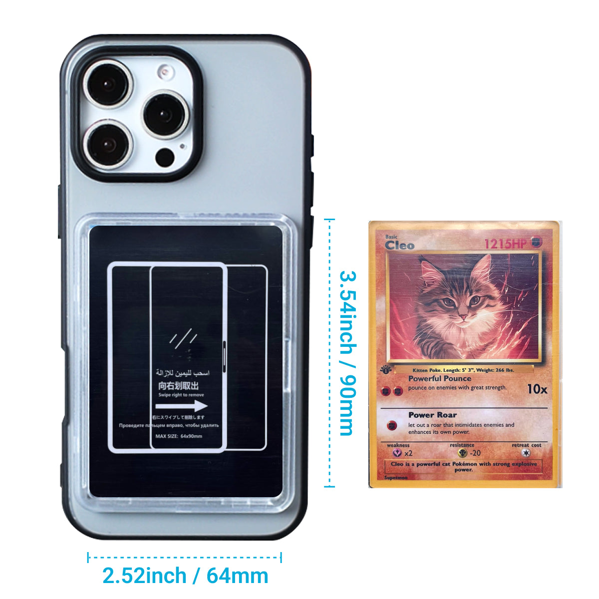 Biozzing Custom Card-Display Phone Case – Compatible with Pokémon Trading Cards