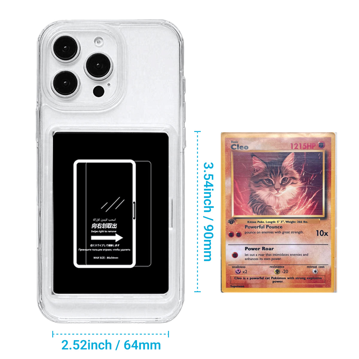 Biozzing Custom Card-Display Phone Case – Compatible with Pokémon Trading Cards